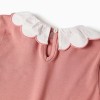 Long sleeve cotton T-shirt with floral art print for girls, dusty pink