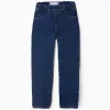 Denim Jeggings with Adjustable Waist for Girls, Dark Blue