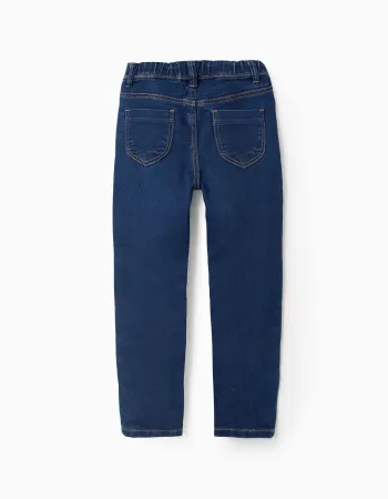 Denim Jeggings with Adjustable Waist for Girls, Dark Blue
