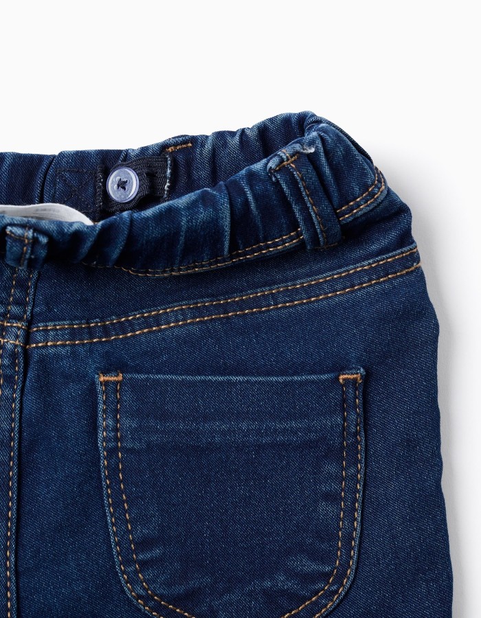 Denim Jeggings with Adjustable Waist for Girls, Dark Blue