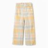 Cotton Checked Trousers for Girls 'B&S', Yellow
