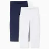 Pack of 2 pairs of leggings with for girls, white/dark blue