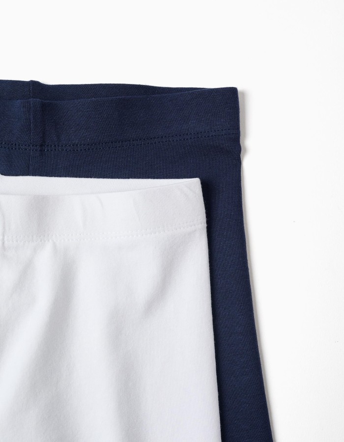 Pack of 2 pairs of leggings with for girls, white/dark blue