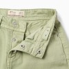 Cargo Twill Trousers for Girls 'Wide Leg', Green