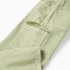 Cargo Twill Trousers for Girls 'Wide Leg', Green