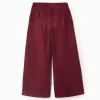Wide leg suedette trousers for girls, burgundy