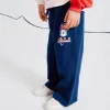 Wide Leg Cotton Joggers Trousers for Girls 'Minnie', Dark Blue