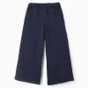 Wide Leg Cotton Joggers Trousers for Girls 'Minnie', Dark Blue