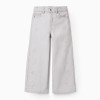 Cotton jeans with star and moon glitter print for girls, grey