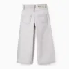 Cotton jeans with star and moon glitter print for girls, grey