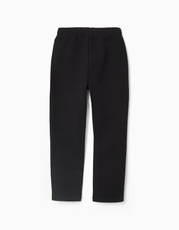 Brushed leggings with glow-in-the-dark print for girls, black
