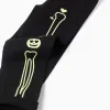 Brushed leggings with glow-in-the-dark print for girls, black