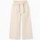 Wide leg dobby cotton trousers with belt for girls, light beige