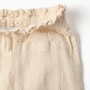 Wide leg dobby cotton trousers with belt for girls, light beige