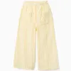 Wide leg cotton trousers with stripes for girls, yellow/orange