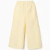 Wide leg cotton trousers with stripes for girls, yellow/orange