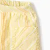 Wide leg cotton trousers with stripes for girls, yellow/orange