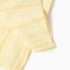 Wide leg cotton trousers with stripes for girls, yellow/orange
