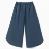 Wide leg lyocell trousers with elastic waistband for girls, dark blue