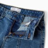 Wide leg jeans with frayed hems for girls, blue