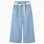 Wide leg denim trousers with floral belt for girls, light blue