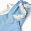 Wide leg denim trousers with floral belt for girls, light blue