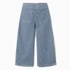 Wide leg jeans with stripes for girls, blue/white