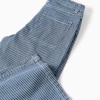 Wide leg jeans with stripes for girls, blue/white