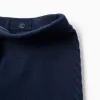 Wide leg knitted trousers with cable details for girls, navy blue
