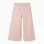 Wide leg twill trousers with front pockets for girls, light pink
