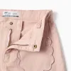 Wide leg twill trousers with front pockets for girls, light pink