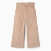 Corduroy trousers with ruffled paperbag waist for girls, beige