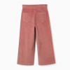Corduroy trousers with ruffled paperbag waist for girls, dusty pink