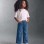 Wide leg jeans with 4 pockets for girls, blue