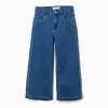 Wide leg jeans with 4 pockets for girls, blue