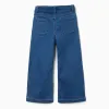 Wide leg jeans with 4 pockets for girls, blue