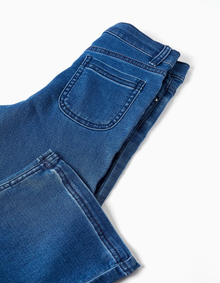 Wide leg jeans with 4 pockets for girls, blue