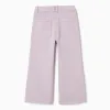 Wide leg twill trousers with four pockets for girls, light purple