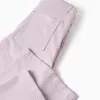 Wide leg twill trousers with four pockets for girls, light purple
