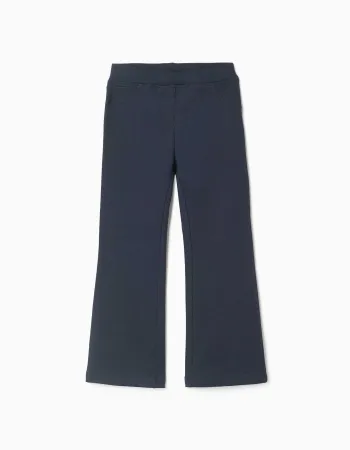 Flared brushed jeggings for girls, navy blue