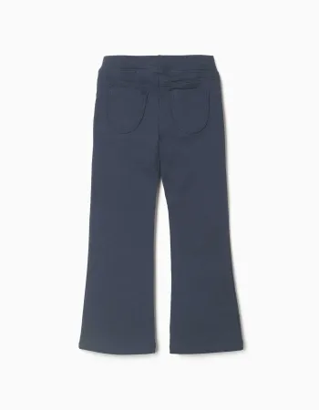 Flared brushed jeggings for girls, navy blue