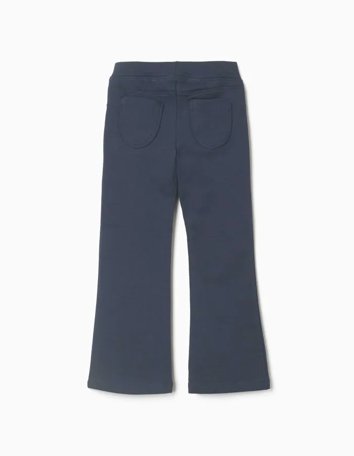 Flared brushed jeggings for girls, navy blue