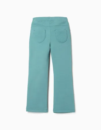 Flared brushed jeggings for girls, blue-green