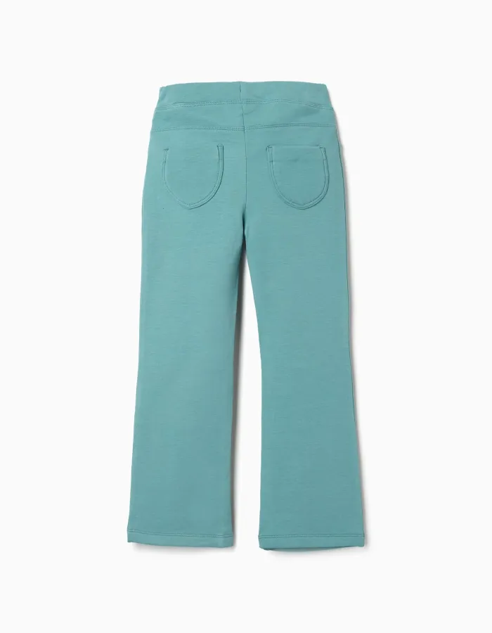 Flared brushed jeggings for girls, blue-green