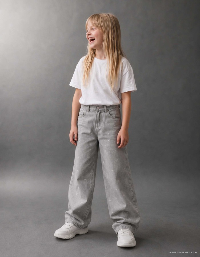 Pants denim glitter, light grey