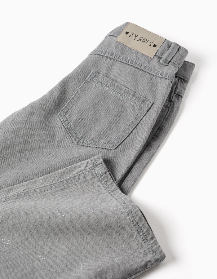 Pants denim glitter, light grey