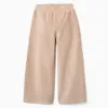 Wide leg corduroy trousers with elastic waist for girls, beige