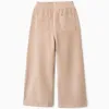 Wide leg corduroy trousers with elastic waist for girls, beige
