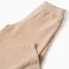 Wide leg corduroy trousers with elastic waist for girls, beige