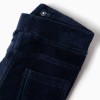 Flared corduroy leggings with elastic waist for girls, navy blue